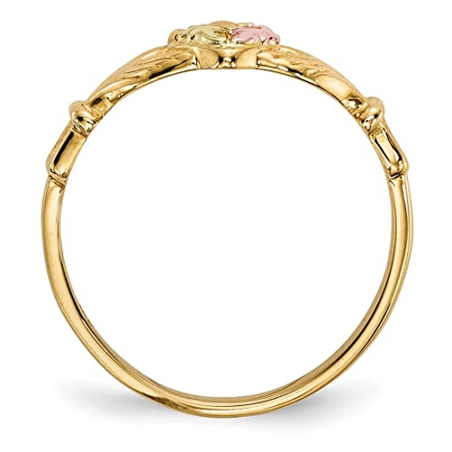 10k Yellow Gold Claddagh Ring, 12k Pink and Green Black Hills Gold Size 8