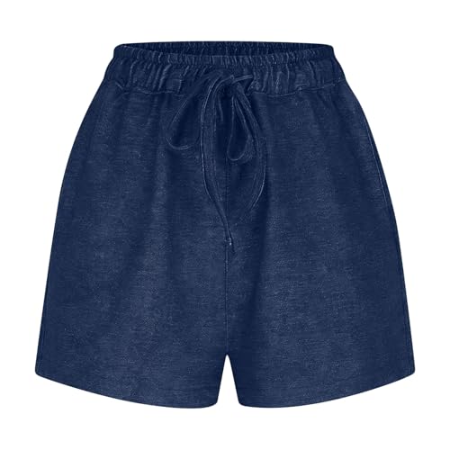 LRMQS Jean Shorts Womens Stretchy High Waisted Lightweight Summer Casual Loose Pull on Trendy Drawstring Denim Shorts