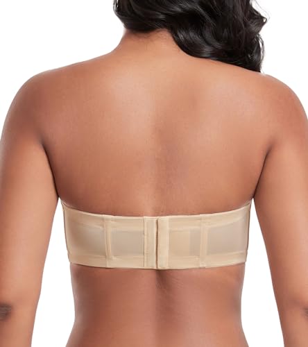 DotVol Women's Multiway Strapless Bra Full Figure Underwire Contour Beauty Back Plus Size Bra(34DDD, Beige)