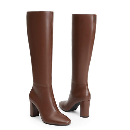 Modatope Knee High Boots for Women Chunky Heel Rounded Toe Womens Tall Boots