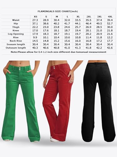 Flamingals Women's Wide Leg Pants for Women Mid Waist Dress Flare Straight Leg Corduroy Pants Workout Jeans Trendy Coffee L