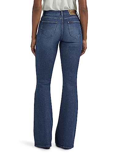 Lee Women's Legendary Mid Rise Flare Jean, Inner Strength, 14 Short