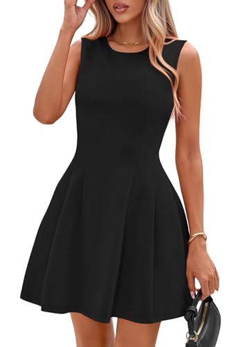 PRETTYGARDEN Summer Dresses for Women 2026 Elegant Classy Spring A Line Business Casual Work Graduation Cocktail Short Dress (Black,Large)