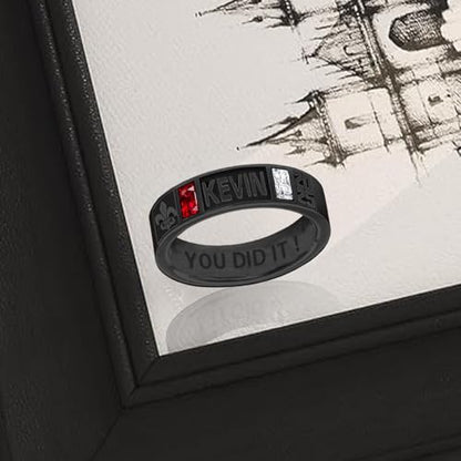 Lypic Personalized 925 Sterling Silver Band Class Ring for Men High School Graduation Ring 2025 College Ring with Birthstone Customized Graduation Jewelry for Men (Style 13)