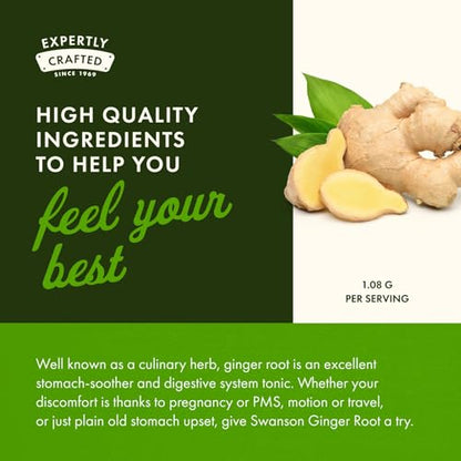 Swanson Premium Brand Ginger Root 540 Milligrams 100 Capsules