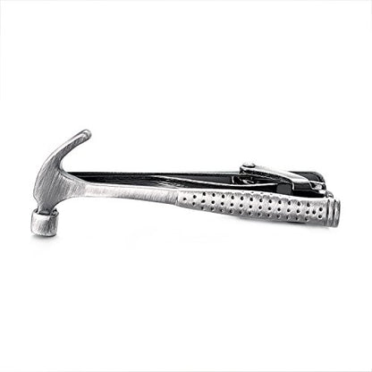Yoursfs Unique Hammer Tie Clips for Men Cool Tool Tie Clips Novelty Silver Hammer Tie Clip Personalized Tie Bar