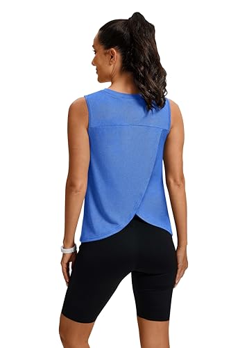 Alaroo Workout Tops for Women Sleeveless Yoga Athletic Tank Tops Fitness Clothing Running Gym Shirts Exercise Crew Neck Sky Blue L