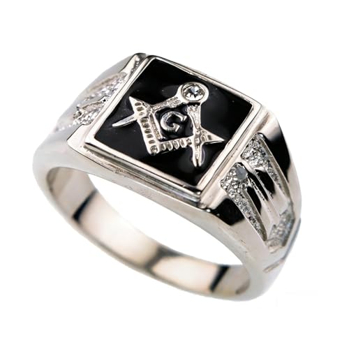 QMTIHU Masonic Men Ring S925 Sterling Silver Freemason Masonic Rings Silver Freemason Ring Jewelry for Men Father’s Day (Personalized)