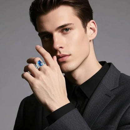 Lypic 925 Sterling Silver Custom Class Rings for Men High School Personalized Class of 2025 Ring Customized Graduation Jewelry Gift for Men (Style 10)