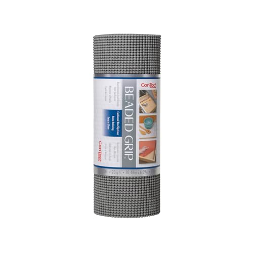 Con-Tact Brand Beaded Grip Durable Non-Adhesive Non-Slip Shelf and Drawer Liner, 12" x 20', Cool Gray