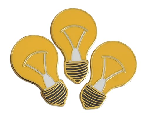 Novel Merk Lightning Bolt – Electrician Lapel Pin, Hat Pin & Tie Tack Set - with Clutch Back (3- Light Bulb)