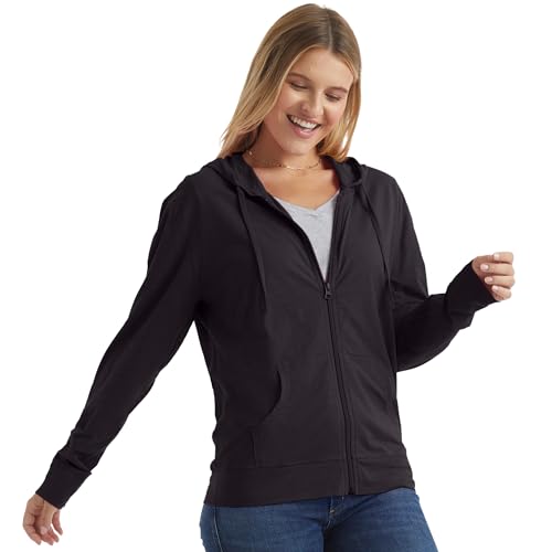 Hanes womens Slub Jersey fashion hoodies, Black, XX-Large US