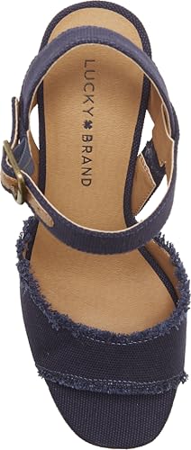 Lucky Brand Women's Mindra Espadrille Wedge Sandal, Indigo, 8