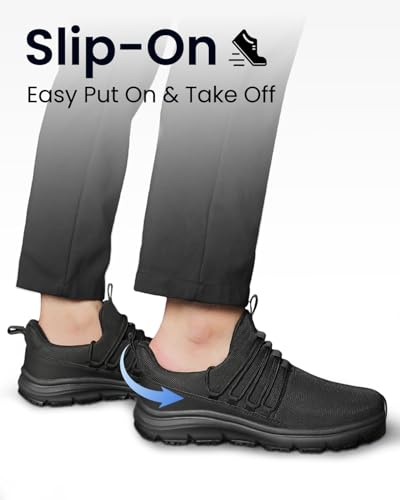 VikoViren Non Slip Work Shoes for Men Restaurant or Food Service Sneakers Breathable Lightweight Water Resistant Walking Shoes Chef Kitchen Footwear Black Size 12