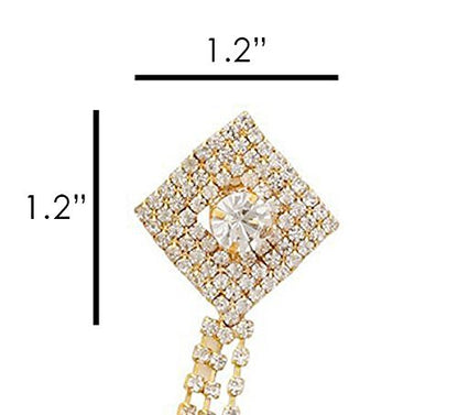 I Jewels 18K Eye Catching Stone Studded Indian Wedding Bollywood Three Chain Pin Brooch for Men Sherwani Suit Blazer Kurta Brooch (SM58) (SM38)