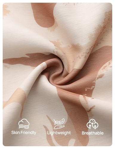 ZESICA Womens Spring Summer Floral Mini Dress Long Sleeve Button Chiffon A Line Swing Short Wedding Guest Party Dresses Brown Medium