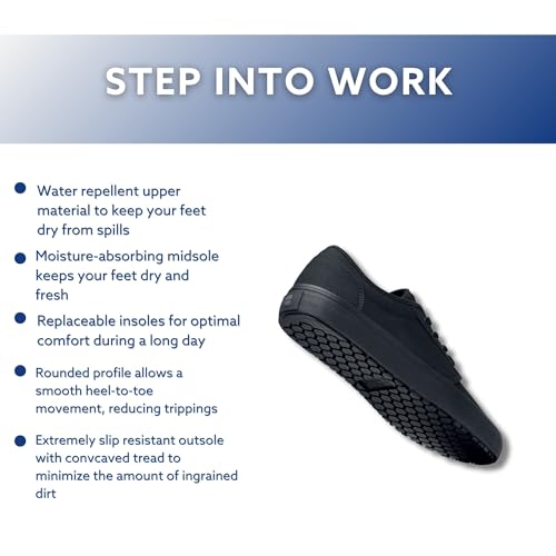 Shoes For Crews Unisex Slip-Resistant Work Sneakers – Comfortable, Lightweight, Water-Resistant & Non-Slip Work Shoes - Ideal for Men & Women in Hospitality, Retail, Food Service & More - Merlin, Size 8