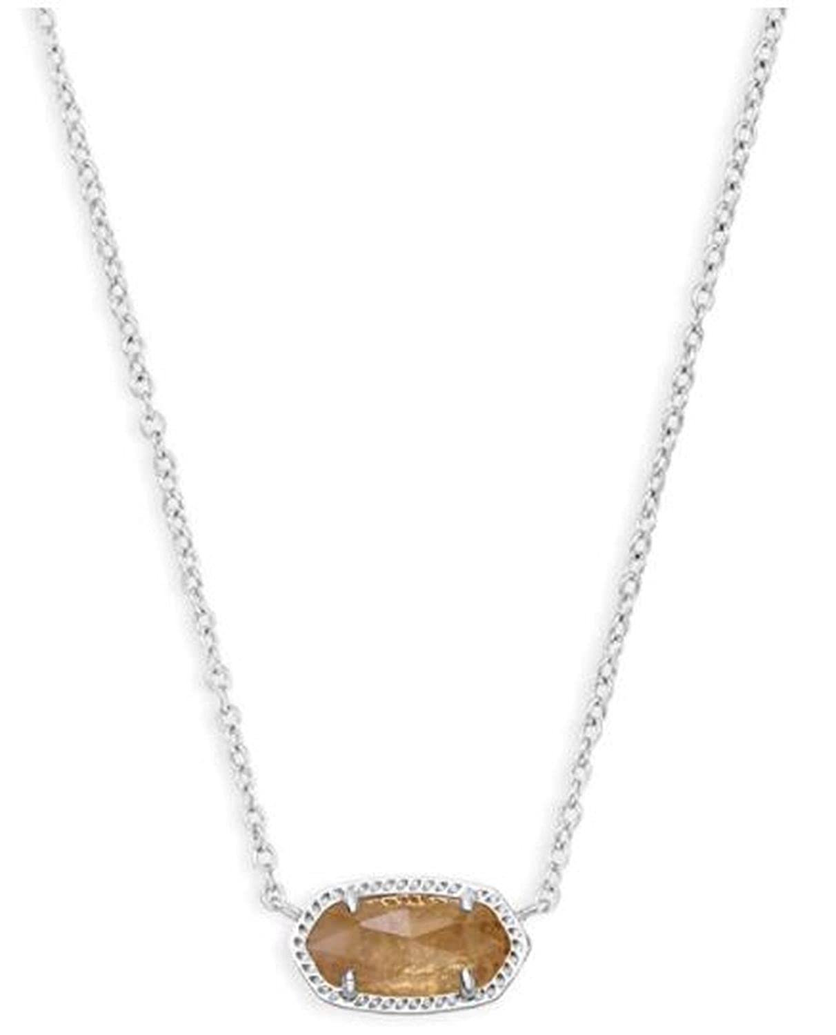 Kendra Scott Elisa Pendant Necklace - 14k Gold Plated Delicate Fashion Jewelry for Women RHODIUM - ORANGE CITRINE