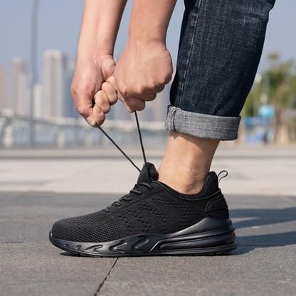 LARNMERN Men Non Slip Work Sneakers Water Resistant Food Service Zapatos Trabajo Antideslizantes Walking Shoes Waterproof Shoes Slip-on, Black 11 Wide