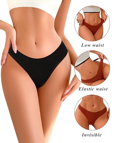 READY TO LOVE Cotton blend Underwear for Women Pack Breathable Thongs for Women Sexy Stretch Soft Womens Panties Thong M