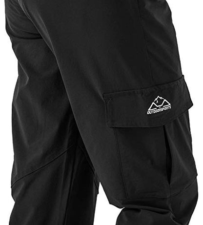 Rdruko Women's Hiking Cargo Pants Lightweight Water-Resistant Quick Dry UPF 50+ Travel Work Pants Zipper Pockets Black Large