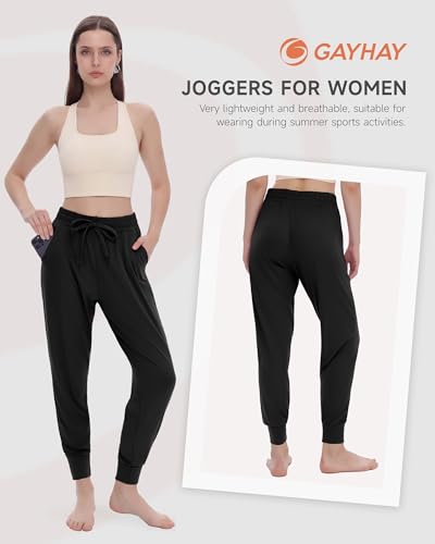 GAYHAY Joggers for Women with Pockets - Womens Sweatpants Lightweight Yoga Cycling Pants for Athletic Workout Gym Running