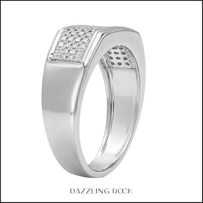Dazzlingrock Collection 0.40 Carat (Cttw) Sterling Silver Round White Diamond Men's Micropave Hip Hop Wedding Band, Size 8.5