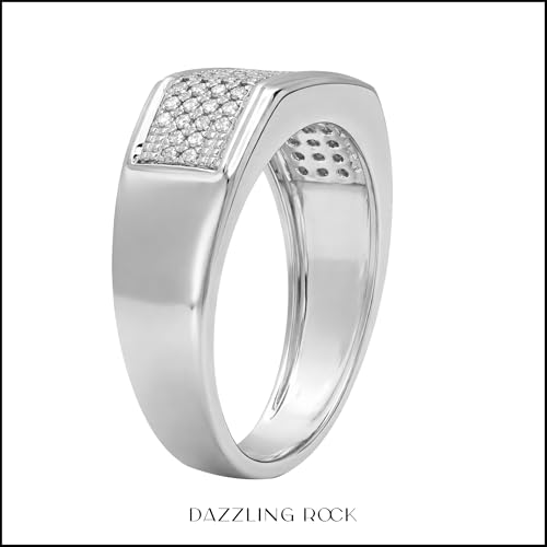 Dazzlingrock Collection 0.40 Carat (Cttw) Sterling Silver Round White Diamond Men's Micropave Hip Hop Wedding Band, Size 8.5