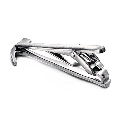 Yoursfs Unique Hammer Tie Clips for Men Cool Tool Tie Clips Novelty Silver Hammer Tie Clip Personalized Tie Bar