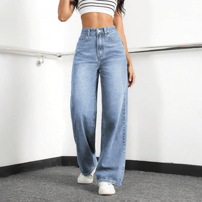 Mars power Straight Leg Jeans for Women,High Waisted Wide Leg Loose Stretchy Boyfriend Denim Pants Baggy Jeans for Women (US, Alpha, X-Small, Regular, Regular, Lightblue)