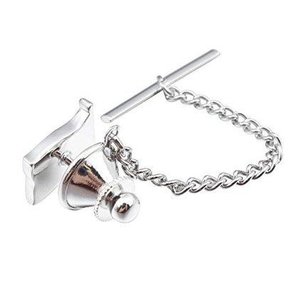 HAWSON American Flag Tie Tack with Chain Silver Tone Tie Pin Mens Accessories