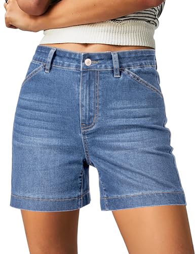 luvamia Jean Shorts for Women High Waisted Trendy Womens Stretchy Shorts Summer Shorts for Women 2026 Seaside Blue Size Large Size 12 14