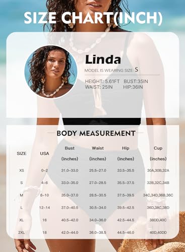 Herseas Women Popular Swimsuits Two Piece U-Wired Push up Ribbed Ruched High Rise Bikini Sets Longline Modest Solid Flattering Swim Suit Cruise Essentials 2026 Summer Black Large