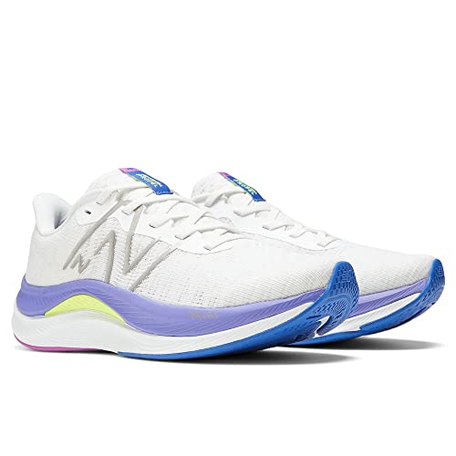 New Balance Women's FuelCell Propel V4 Running Shoe, White/Electric Indigo/Thirty Watt, 5