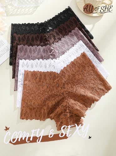 ALL OF SHE Sexy Underwear Panties for Women Cheeky V Waist Lace Boyshorts Lingerie Birthday Valentine gift for ladies Wife Mom