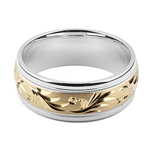 Alain Raphael two-tone 10K yellow gold & sterling silver 8 millimeters wide wedding band ring