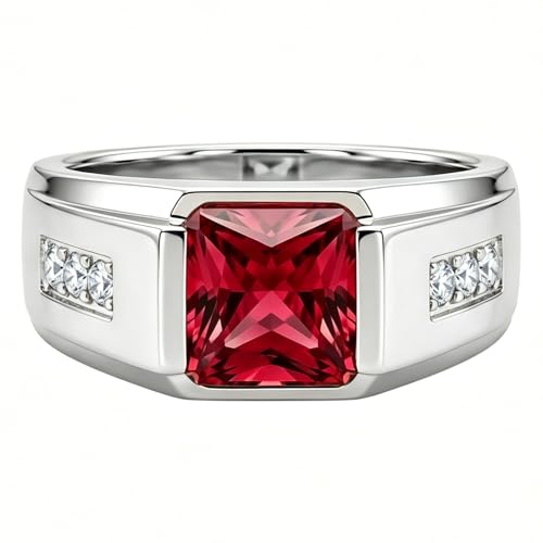 SLIACETE Red Ruby Ring for Men 10K 14K 18K Solid Gold Vintage Moissanite Diamond 1.0-5.0 CT Ruby Ring Gemstone Rings for Him Husband Fathers Anniversary Jewelry