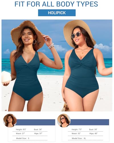 Holipick Green Women Tummy Control One Piece Swimsuit - Push Up Bathing Suit Full Coverage Slimming Swimwear XXL