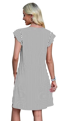 OFEEFAN Striped Dress Spring Summer Dresses for Women Casual Sundress Loose Clothes Elegant Classy Date Outfits Print 9 M