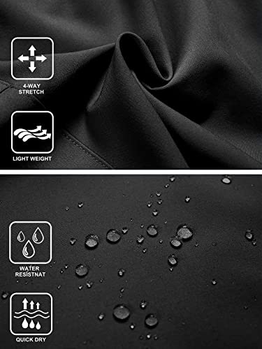 Hugut Women's Lightweight Hiking Cargo Shorts Quick Dry Athletic Shorts Camping Travel Golf Zipper Pockets Water Resistant Black