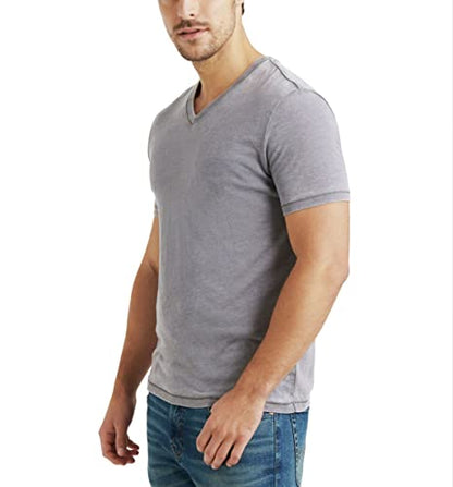 Lucky Brand Men's Venice Burnout V-Neck Tee Shirt, Frost Grey, Medium