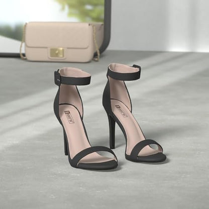 Women's Dressy Stiletto Heeled Sandals – Open Toe Ankle Strap Heels for Wedding, Party, or Homecoming