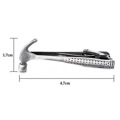Yoursfs Unique Hammer Tie Clips for Men Cool Tool Tie Clips Novelty Silver Hammer Tie Clip Personalized Tie Bar