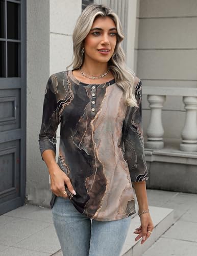 Zeagoo Womens Tops 3/4 Length Sleeve T Shirts Business Casual Blouses Dressy Crew Neck Work Clothes 2026 Large