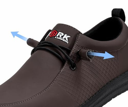 LARNMERN Slip On Steel Toe Shoes Men Loafers Waterproof Work Safety Lightweight Comfortable Walking Sneakers(10 Men, Dark Brown)
