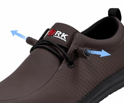 LARNMERN Slip On Steel Toe Shoes Men Loafers Waterproof Work Safety Lightweight Comfortable Walking Sneakers(10 Men, Dark Brown)