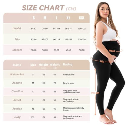 Walifrey Women's Maternity Leggings with Pockets Over The Belly,Pregnancy Yoga Pants Activewear Workout Leggings Dark Brown M