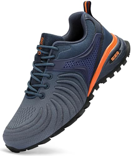 SKOKOD Men's Steel Toe Shoes Composite Work Safety Casual Fashion Sneakers Industrial Construction Comfortable Puncture Proof Indestructible Grey 9