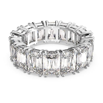 Swarovski Matrix Vittore Ring, Rectangular Cut, Clear, Rhodium Finished; Size: Us 7; Eu 55