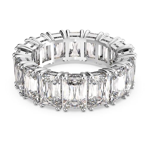 Swarovski Matrix Vittore Ring, Rectangular Cut, Clear, Rhodium Finished; Size: Us 7; Eu 55